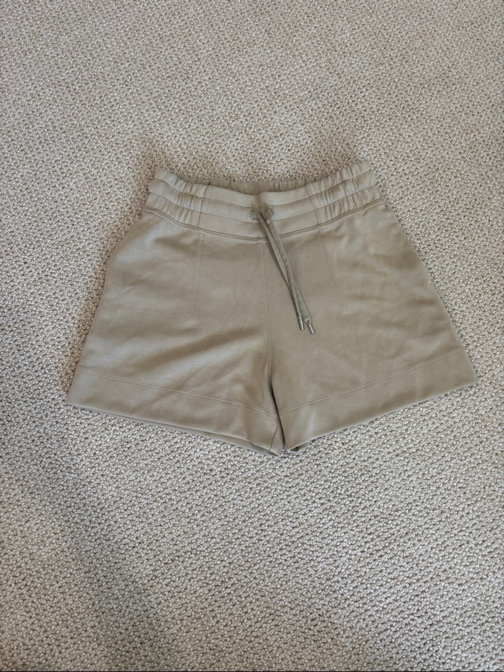 lululemon athletica Taupe High-Waist Drawstring Athletic Shorts